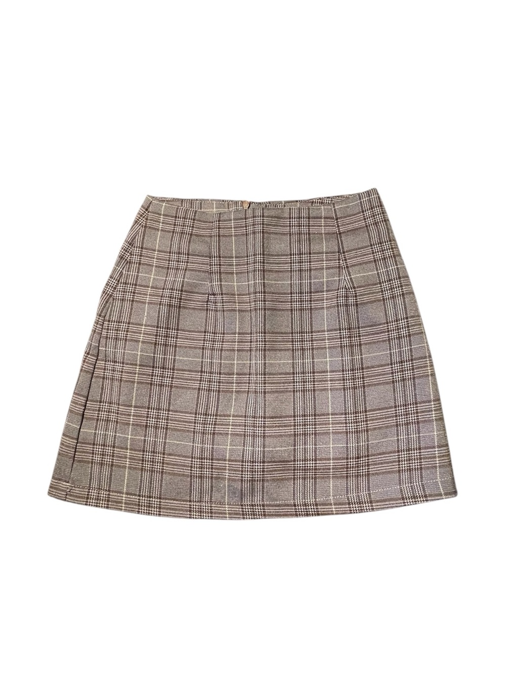 Grace & Chili Women’s Plaid Mini Skirt Brown/Beige Short Regular Size S